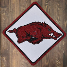 Load image into Gallery viewer, Glitter Grad Cap Topper: University of Arkansas - Razorbacks